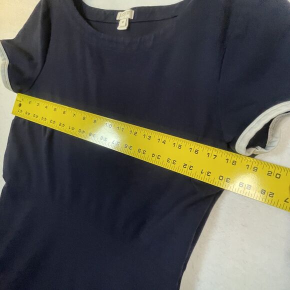J Crew Womens Size 10 Navy Blue White Trim Work Dress Minimalist Fitted Stretch - Picture 8 of 11